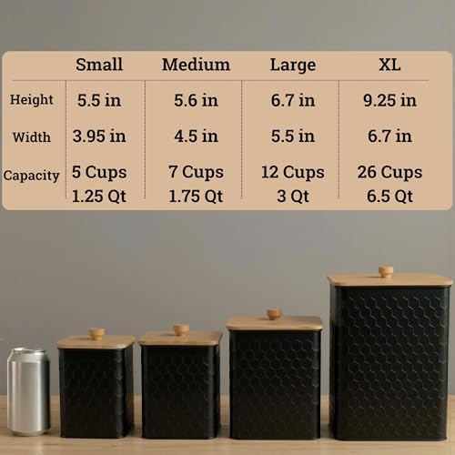 Kitchen Canisters for Countertop Set of 4 w/Airtight Easy Open Bamboo