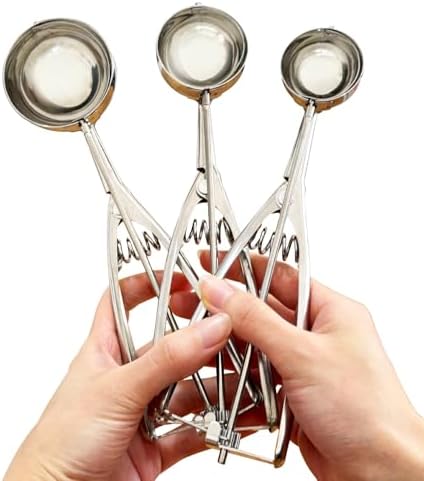 Ice Cream Scoop Set, Stainless Steel Cookie Scoops Set of 3