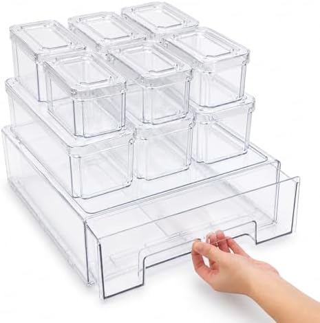 10-Pack Fridge Organizer Bins with Drawer