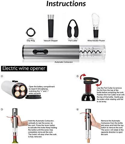 Tirrinia Electric Wine Opener Set, Wine Bottle Cork Remover Accessory