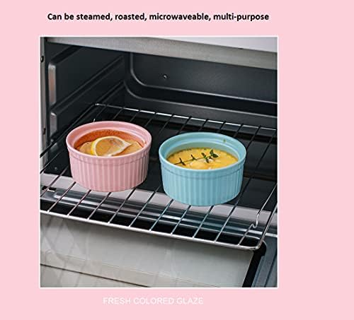 4 oz Ramekins, 5 Pack Porcelain Ramekin with Lid, Assorted Colors