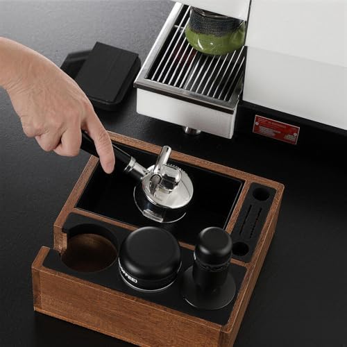 Walnut Espresso Knock Box and Tamping Station, Coffee Organizer Box