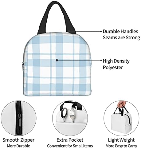 Plaid Blue Check Insulated Lunch Bag