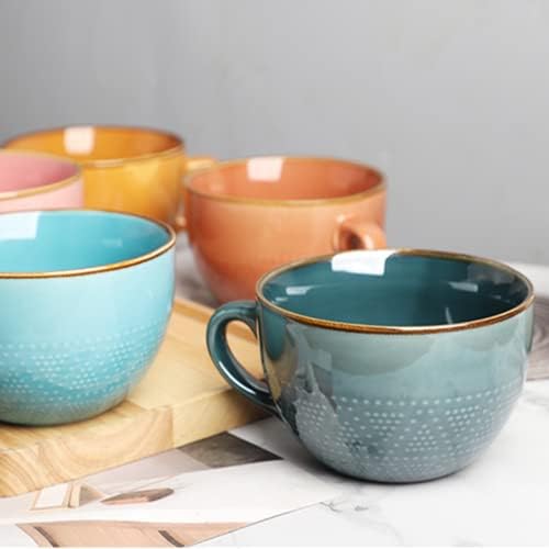 Disoza Large Ceramic Soup Mugs with Handles - 24 Ounce, 700 ML, XXL