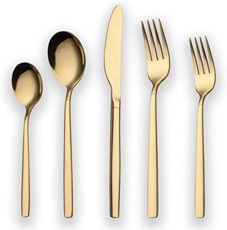 Berglander 20 Piece Titanium Gold Plated Stainless Steel Flatware Set