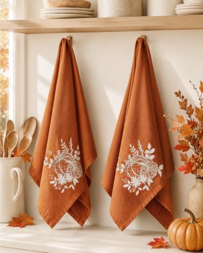 Miss Adola Fall Cotton Kitchen Towels Set of 2, 18x28, Glittering
