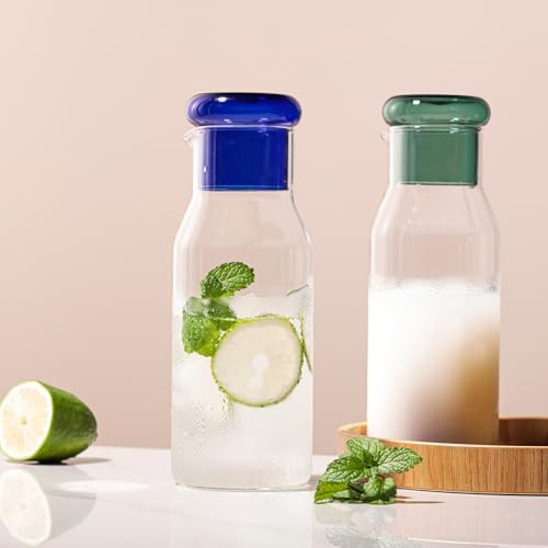 hjn Glass Pitcher with glass cup Water Carafe with Lid, Fridge Water