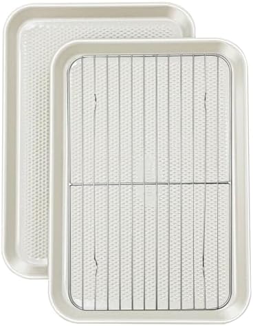 2-Pack 10x15 Jelly Roll Pan Baking Sheet Set with Wire Rack - Nonstick