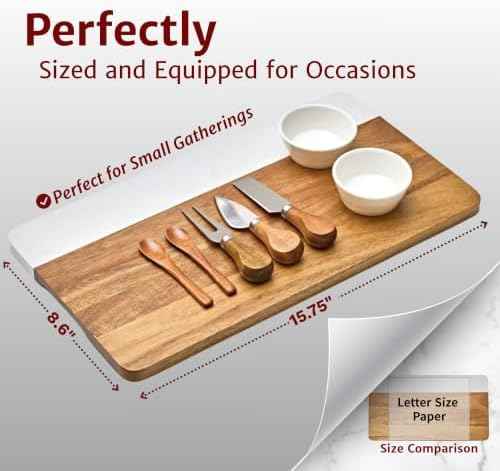 Charcuterie Board Set with Accessories- Marble & Acacia Wood Board