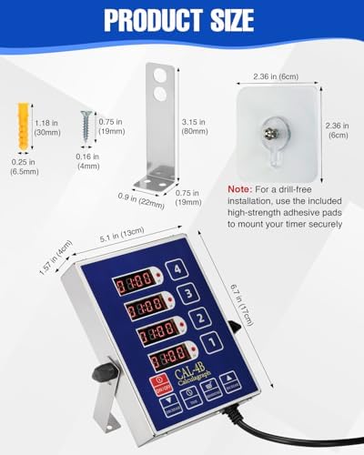 Commercial Kitchen Timer, 4 Channel, Stainless Steel