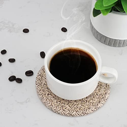 ABenkle 8 Pcs Drink Coasters with Holder, Cotton Woven Absorbent