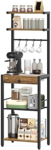 YATINEY 5-Tier Coffee Bar Station, Rustic Brown