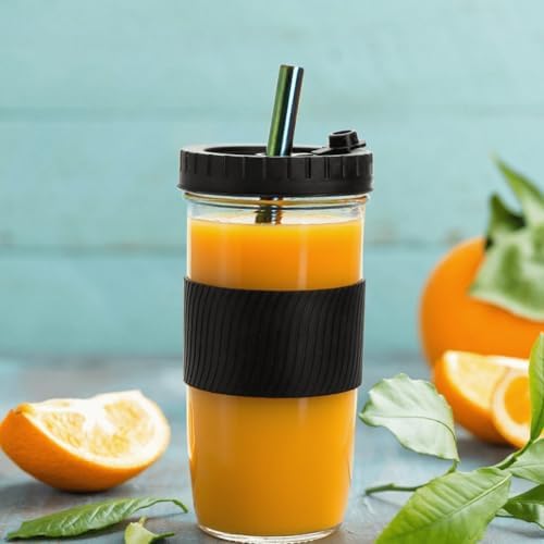 Youeon 4 Pack 24 Oz Reusable Boba Cups with Lids and Straw, Iced