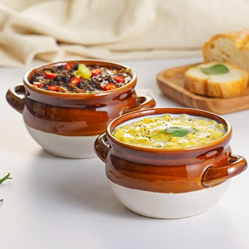 Vumdua French Onion Soup Bowls with Handles, 16 Oz Ceramic Soup