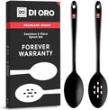 DI ORO Silicone Cooking Spoon Set, 2-Piece, Black