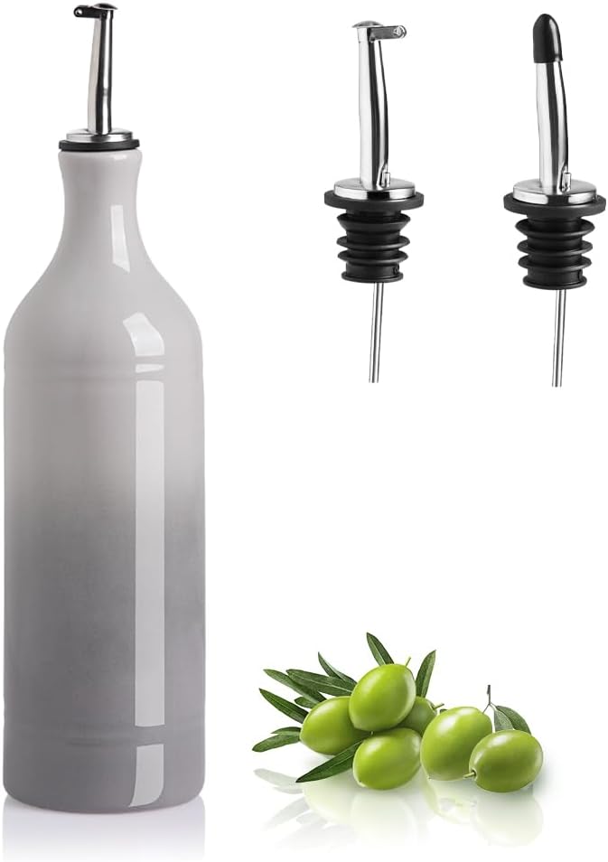 Sweejar Large Ceramic Olive Oil Dispenser Bottle, Opaque Oil Cruet Protects to by Sweejarco1949