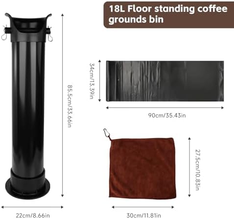 Knock Box for Espresso Grounds, 18L Floor Standing Grounds Bucket with