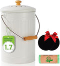 1.7 Gallon Kitchen Compost Bin with Lid, White