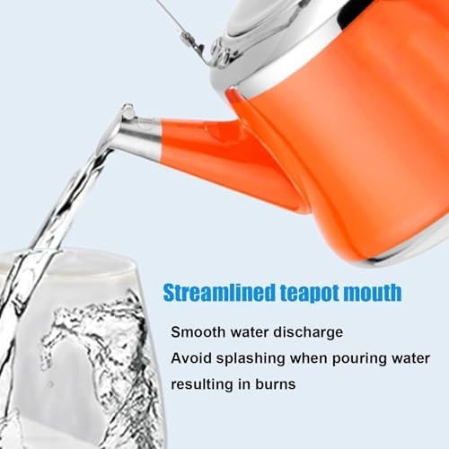 Stainless Steel Whistling Kettle, Orange, 1.6 Quarts