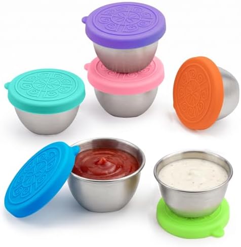 6 Pack 2.4oz Leakproof Salad Dressing Containers for Lunch Boxes