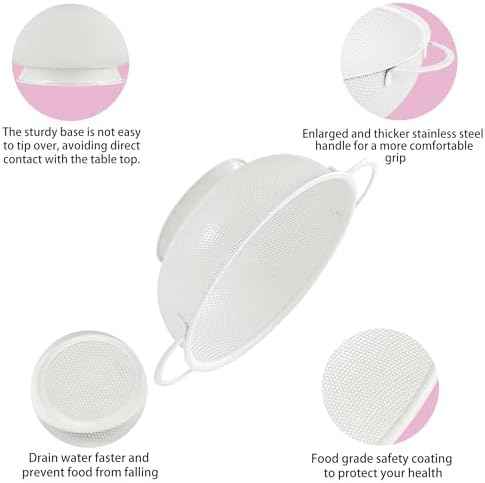 Stainless Steel Colander 3 Piece,Metal Strainer Basket with Solid Base and Handles for Kitchen Food,Pasta, Noodles, Vegetables and Fruits,Powder Coated,BPA Free,Dishwasher Safe,2 & 3 & 4.5 Qt (Cream)