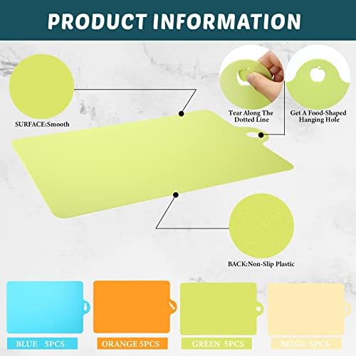 Meanplan 20 Pcs Flexible Cutting Board Mats, Plastic Non Slip Extra