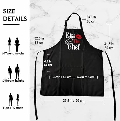 Kiss the Chef Apron Gifts for Men,Adjustable Grilling Cooking Aprons