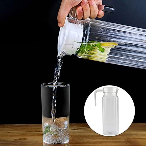 Acrylic Beverage Pitcher Transparent Striped Design with Lid for Cold