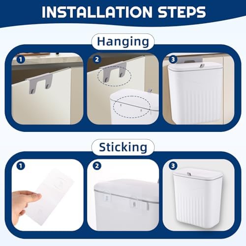 3 Pack Hanging Kitchen Compost Bin with Lid, White