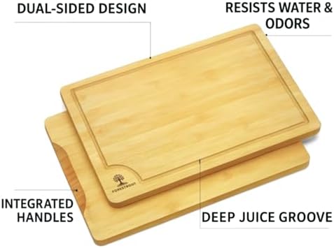Bamboo Cutting Board for Kitchen, 3-Piece Natural Bamboo Chopping