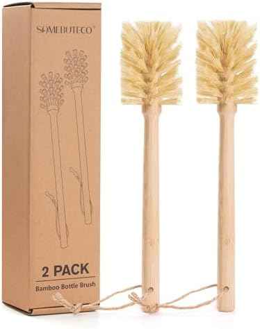 SAMEBUTECO Bamboo Cup Cleaning Brush Set of 2, 11.3 Inch