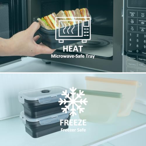Collapsible Silicone Food Storage Containers Set with Lid & Air