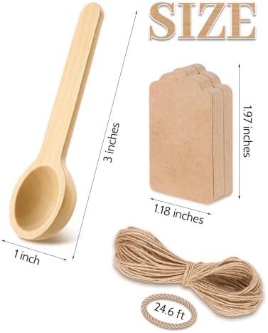 MORGLES 20Pcs Small Wooden Spoons Set, 3" Tasting Spoon with Tags &