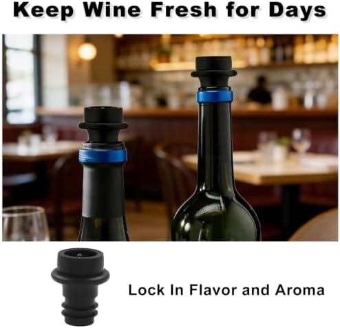 Wine Vacuum Stoppers - 12-Pack Reusable Rubber Wine Saver Preserver