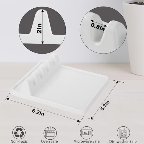 Ceramic Spoon Rest & Kitchen Utensil Rest, Heat-Resistant Drip Pad for
