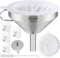 5 Inch Stainless Steel Funnel with Strainer and 200 Fine Mesh Filter