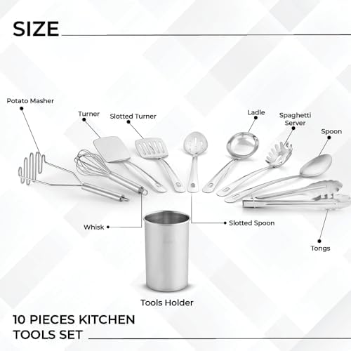 Avador Set of 10 Stainless Steel Kitchen Tools