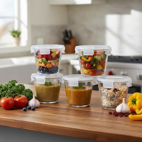 H.JSS WDJS 4-Pack 23oz Glass Food Storage Containers with Airtight