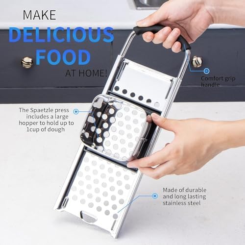 Grade Stainless Steel Spaetzle Maker Widen Plastic Handle Homemade Egg