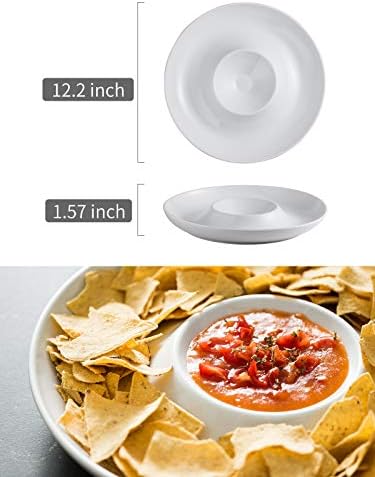 LAUCHUH Chip & Dip Serving Set of 1, Porcelain Divided Serving