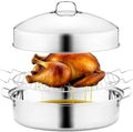 22” Large Roasting Pan with Rack and Lid,Oval Roaster Pan