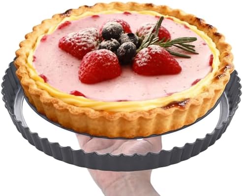 10 Inch Nonstick Tart Pan with Removable Bottom, Carbon Steel Quiche