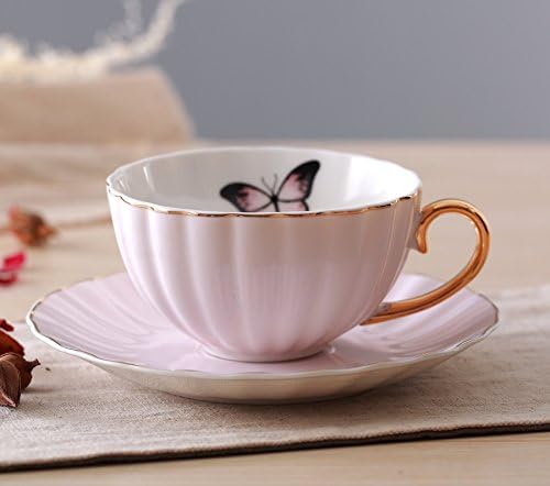 Jusalpha 4 Pcs Elegant Multi Color Tea Cup and Saucer Set with Spoons
