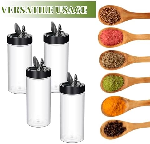 42 Pcs 16 oz Plastic Spice Jars with Shaker Lids Clear Kitchen