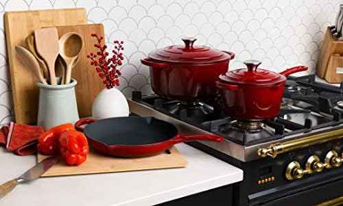 Larder & Vine 5-Piece Enameled Cast Iron Cookware Set - Includes