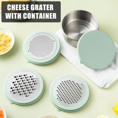 Stainless Steel Box Grater with Container, Mint Green