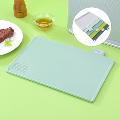 4 Pack Cutting Boards with Storage Rack, Plastic Chopping Board Set