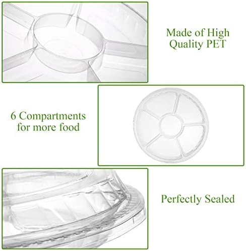 Lawei 30 Pack Plastic Appetizer Tray with Clear Lid, Stackable Round