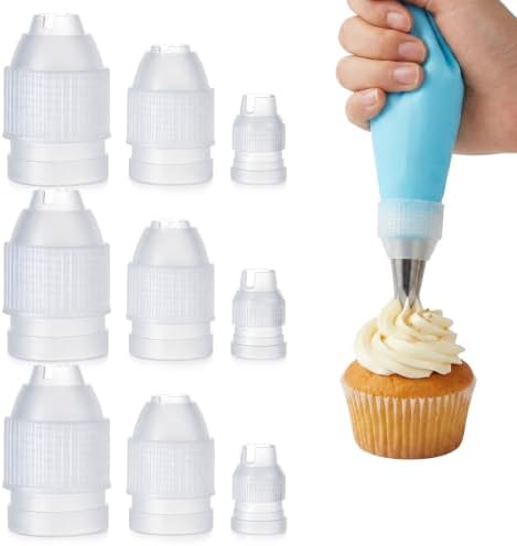 9 PCS Couplers for Piping Bags 3 Sizes Clear Piping Bag Couplers