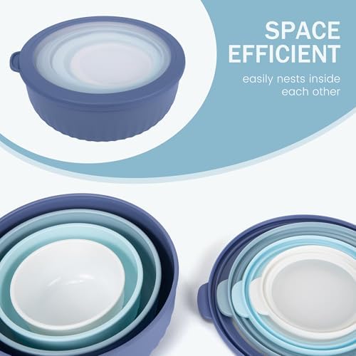 8 Piece Mixing Bowls with Lids Set BPA Free Nesting Plastic Kitchen